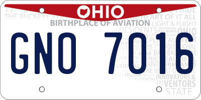 OH license plate GNO7016