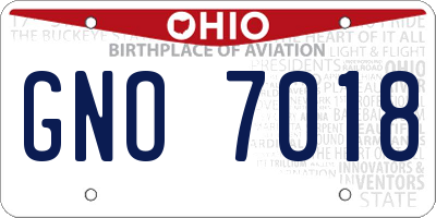 OH license plate GNO7018