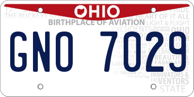 OH license plate GNO7029