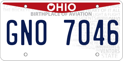 OH license plate GNO7046