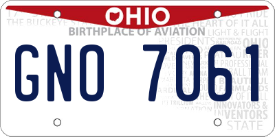 OH license plate GNO7061