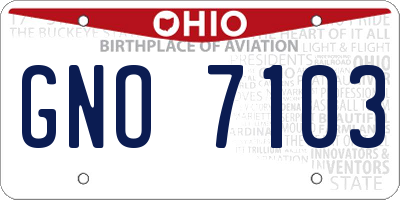OH license plate GNO7103