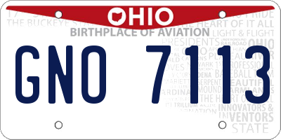 OH license plate GNO7113