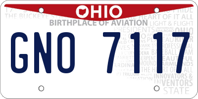 OH license plate GNO7117