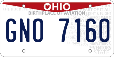 OH license plate GNO7160