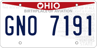 OH license plate GNO7191
