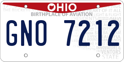 OH license plate GNO7212