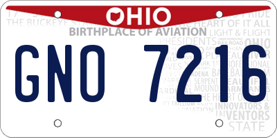 OH license plate GNO7216