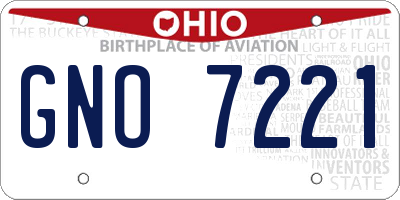 OH license plate GNO7221