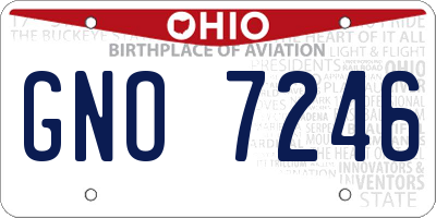 OH license plate GNO7246