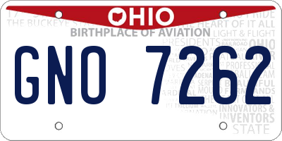 OH license plate GNO7262