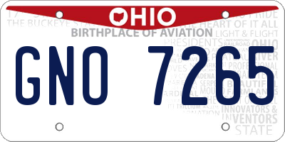 OH license plate GNO7265