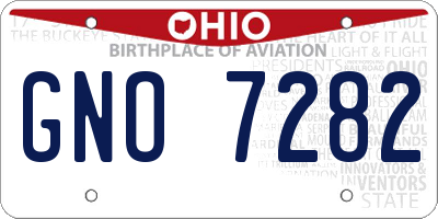 OH license plate GNO7282