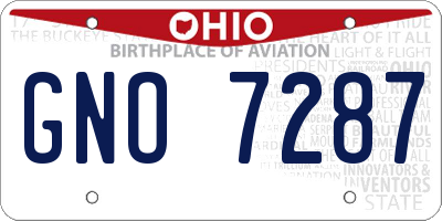 OH license plate GNO7287
