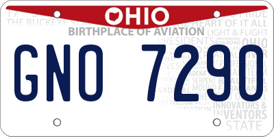 OH license plate GNO7290