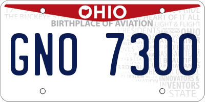 OH license plate GNO7300