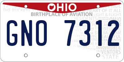 OH license plate GNO7312