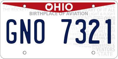 OH license plate GNO7321