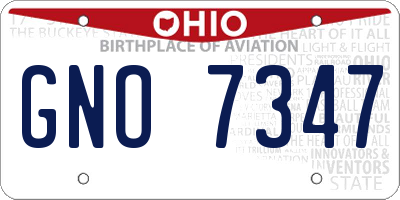 OH license plate GNO7347