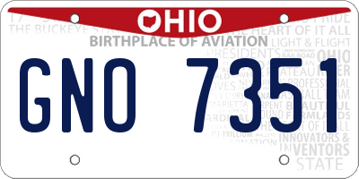OH license plate GNO7351