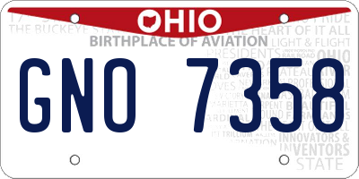 OH license plate GNO7358