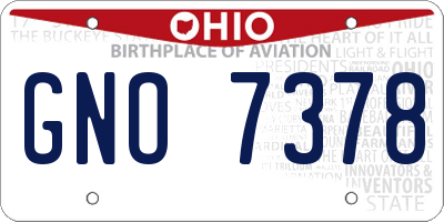 OH license plate GNO7378