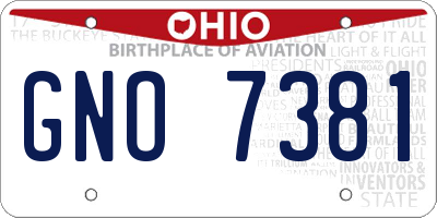 OH license plate GNO7381