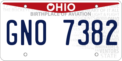 OH license plate GNO7382
