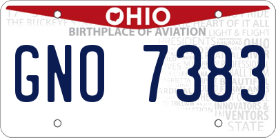 OH license plate GNO7383