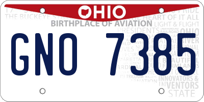 OH license plate GNO7385