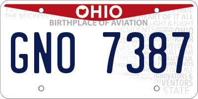 OH license plate GNO7387