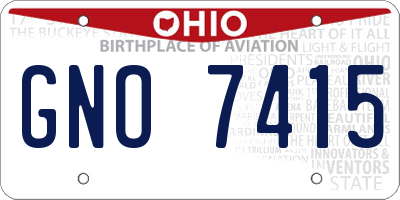 OH license plate GNO7415
