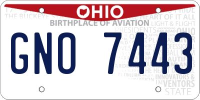 OH license plate GNO7443