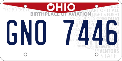OH license plate GNO7446
