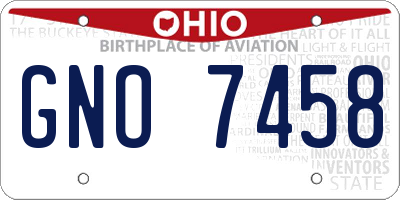 OH license plate GNO7458
