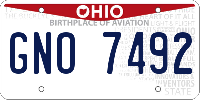 OH license plate GNO7492