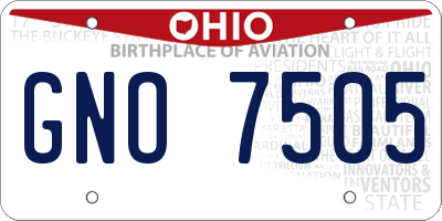 OH license plate GNO7505