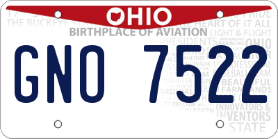 OH license plate GNO7522