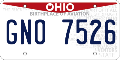 OH license plate GNO7526