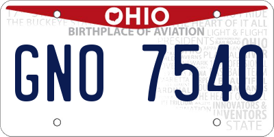 OH license plate GNO7540