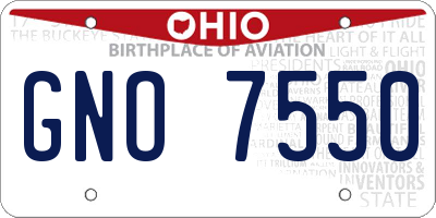 OH license plate GNO7550