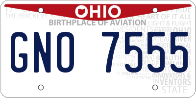 OH license plate GNO7555