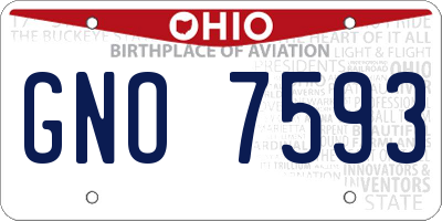 OH license plate GNO7593