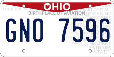 OH license plate GNO7596