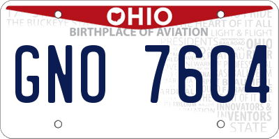 OH license plate GNO7604