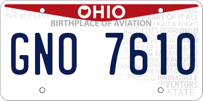 OH license plate GNO7610