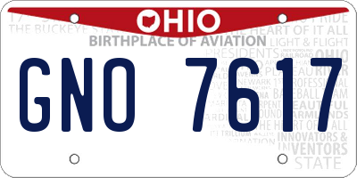 OH license plate GNO7617