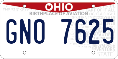 OH license plate GNO7625