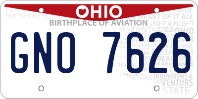 OH license plate GNO7626