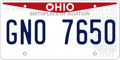 OH license plate GNO7650